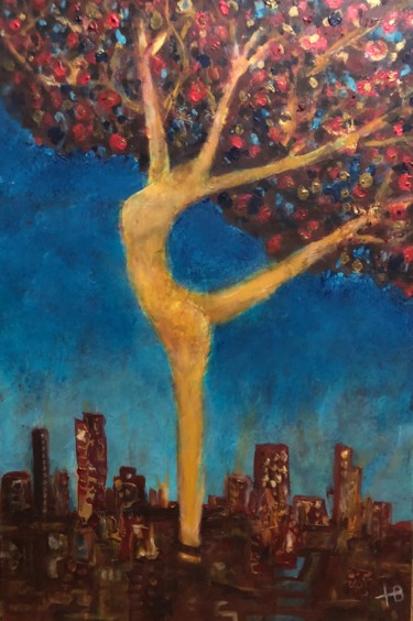 Peinture intitulée "Arbre qui danse #2" par Hugues Boucry, Œuvre d'art originale, Acrylique