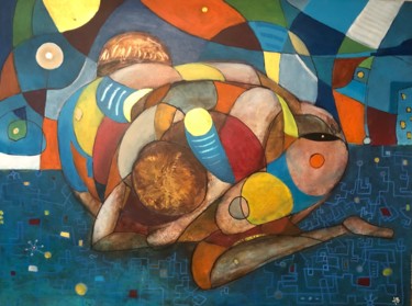 Le soleil a rendez-vous avec la lune Peinture intitulée "Le soleil a rendez-…" par Hugues Boucry, Œuvre d'art originale, Acrylique
