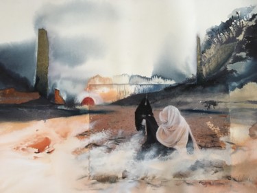 Картина под названием "sunrise" - Hugues Breton, Подлинное произведение искусства, Акварель