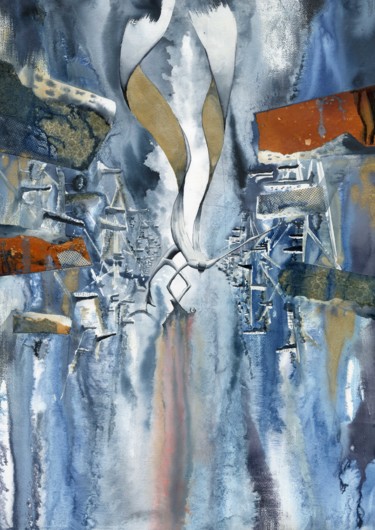 Malerei mit dem Titel "in-between-migratio…" von Hugues Breton, Original-Kunstwerk, Aquarell