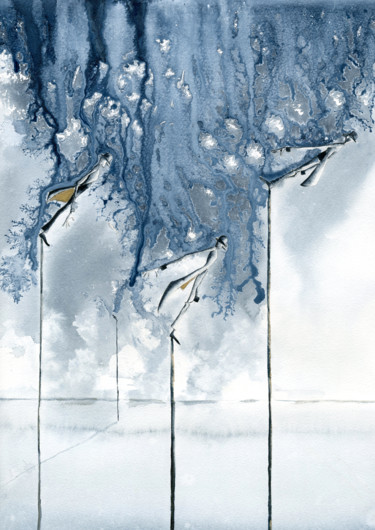 Peinture intitulée "Down" par Hugues Breton, Œuvre d'art originale, Aquarelle