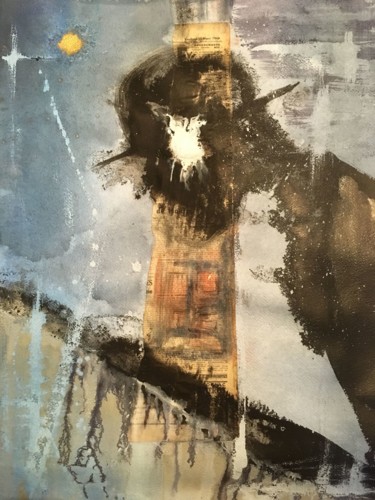 Pintura titulada "silhouette" por Hugues Breton, Obra de arte original, Acuarela