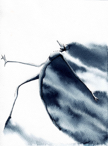 Peinture intitulée "lancer1" par Hugues Breton, Œuvre d'art originale, Aquarelle