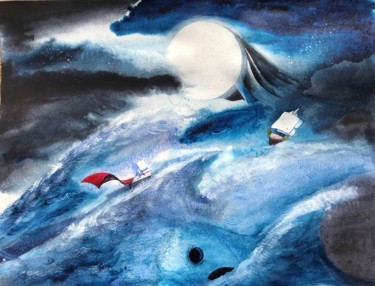 Peinture intitulée "un songe" par Hugues Breton, Œuvre d'art originale, Aquarelle