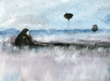 Malerei mit dem Titel "steppe" von Hugues Breton, Original-Kunstwerk, Aquarell