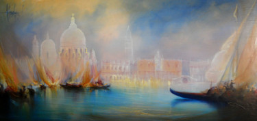 Painting titled "Venise 60x30" by Hugues Chamagne, Original Artwork, Acrylic