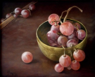 Painting titled "Raisins - Grapes" by Hugues Delbergue, Original Artwork