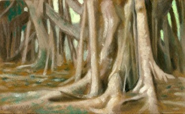 Painting titled "Banian trees - Proj…" by Hugues Delbergue, Original Artwork