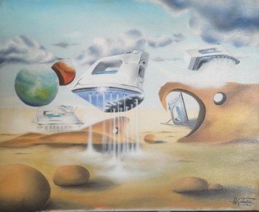 Pintura titulada "paysage etrange" por Hugues Rubio, Obra de arte original, Oleo