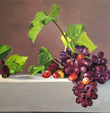 Painting titled "raisin" by Hugues Rubio, Original Artwork, Oil