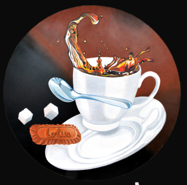 Pintura titulada "Un café renversé" por Hugues Rubio, Obra de arte original, Oleo