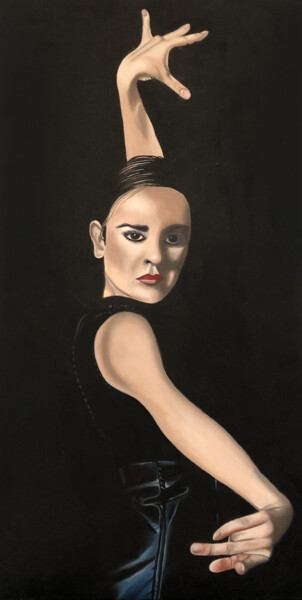 Painting titled "Flamenco" by Hugues Rubio, Original Artwork, Oil