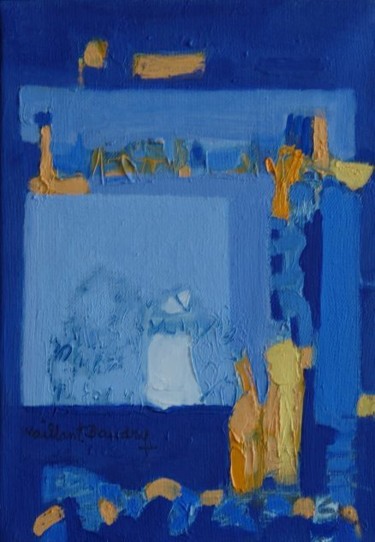 Peinture intitulée "Abstraction Bleue" par Huguette Vaillant-Baudry, Œuvre d'art originale