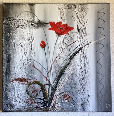 Painting titled "Fleurs Rouge" by Hd-Creation, Original Artwork, Acrylic