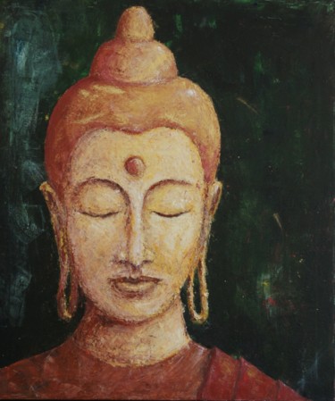 Painting titled "Golden buddha.jpg" by Hu Hei Bei, Original Artwork, Acrylic