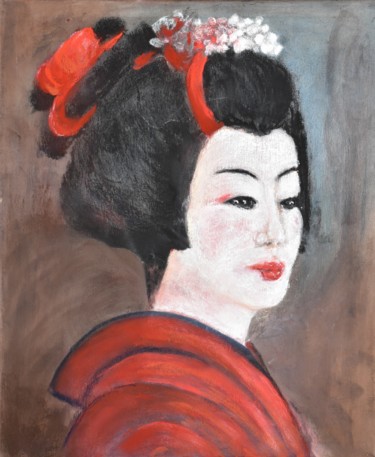 Картина под названием "Geisha 6.jpg" - Hu Hei Bei, Подлинное произведение искусства, Пастель