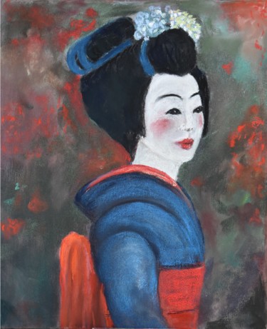 Pintura titulada "Geisha 7.jpg" por Hu Hei Bei, Obra de arte original, Pastel