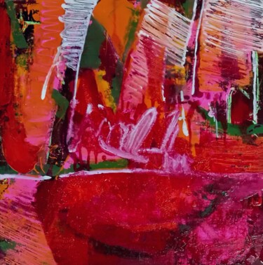 Картина под названием "《Flowing red》" - Hui Li, Подлинное произведение искусства, Акрил Установлен на Деревянная рама для но…