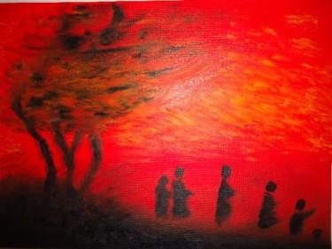 Peinture intitulée "Crépuscule sur Tang…" par Farida, Œuvre d'art originale