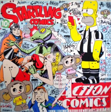 Schilderij getiteld ""ACTION COMICS" (Ga…" door Johanne 8, Origineel Kunstwerk