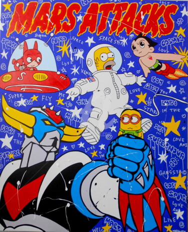 Schilderij getiteld "Mars-Attacks-" door Johanne 8, Origineel Kunstwerk