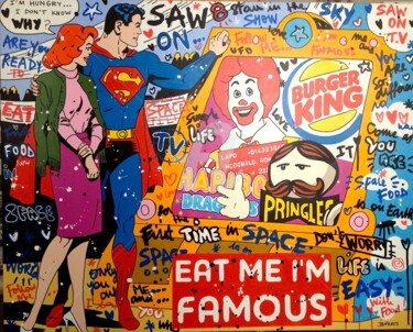 Картина под названием "eat me i am famous" - Johanne 8, Подлинное произведение искусства, Акрил Установлен на Деревянная рам…
