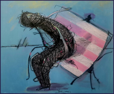 Peinture intitulée "《在公园》" par Huixi Yu, Œuvre d'art originale, Pigments