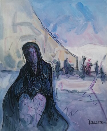 Drawing titled "The man on the stre…" by Huixi Yu, Original Artwork, Acrylic
