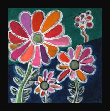 Peinture intitulée "fleurs magiques" par Claude Rivière, Œuvre d'art originale