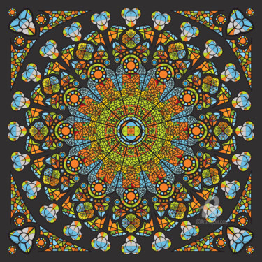 Druckgrafik mit dem Titel "Mandala step two" von Humberto Cesar Pornaro, Original-Kunstwerk, Digitaldruck