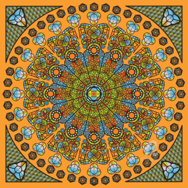 Impressões e gravuras intitulada "Mandala step three" por Humberto Cesar Pornaro, Obras de arte originais, Impressão digital