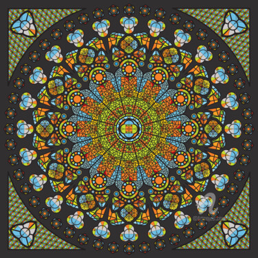 Impressões e gravuras intitulada "Mandala step Four" por Humberto Cesar Pornaro, Obras de arte originais, Impressão digital