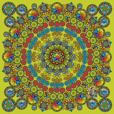 Druckgrafik mit dem Titel "Mandala step Six" von Humberto Cesar Pornaro, Original-Kunstwerk, Digitaldruck