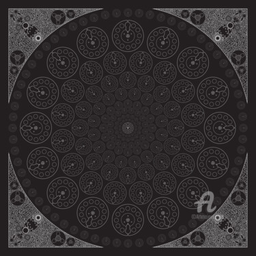 Arte digital titulada "Reel Mandala Black" por Humberto Cesar Pornaro, Obra de arte original, Impresión digital