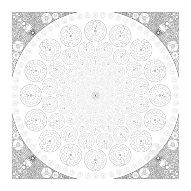 Digitale Kunst getiteld "Reel Mandala White" door Humberto Cesar Pornaro, Origineel Kunstwerk, Digitale afdruk