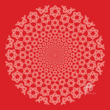 Digitale Kunst getiteld "Triade mandala red" door Humberto Cesar Pornaro, Origineel Kunstwerk, Digitale afdruk