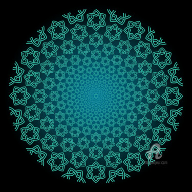 Digitale Kunst mit dem Titel "Triade mandala blue…" von Humberto Cesar Pornaro, Original-Kunstwerk, Digitaldruck