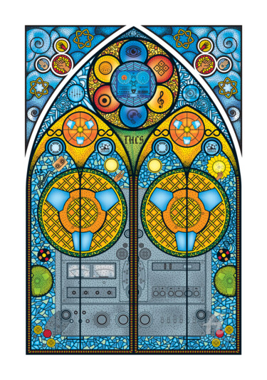 数字艺术 标题为“Stained Glass Reel…” 由Humberto Cesar Pornaro, 原创艺术品, 数字打印