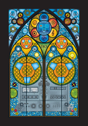Arte digital titulada "stained Glass Reel…" por Humberto Cesar Pornaro, Obra de arte original, Impresión digital
