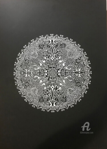 Dessin intitulée "Mandala Volutas" par Humberto Cesar Pornaro, Œuvre d'art originale, Acrylique