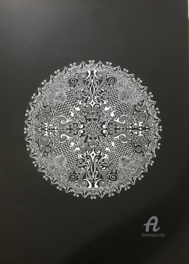 Dibujo titulada "Mandala Volutas" por Humberto Cesar Pornaro, Obra de arte original, Acrílico