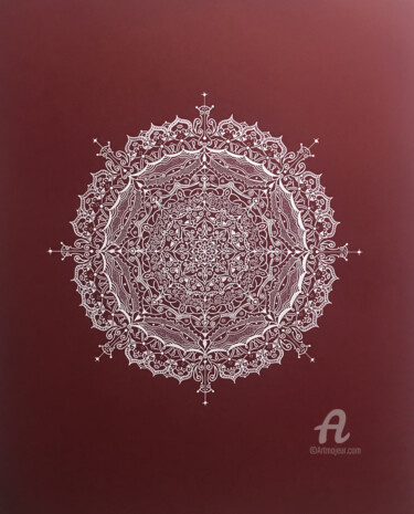 Dessin intitulée "Mandala Sagrada" par Humberto Cesar Pornaro, Œuvre d'art originale, Acrylique