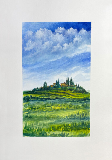 Painting titled "Spontaneous Tuscany" by Humberto Cesar Pornaro, Original Artwork, Watercolor