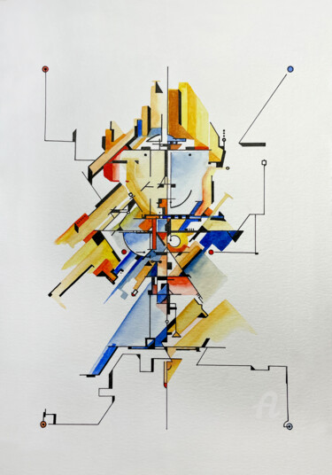 Pintura intitulada "Abstraction 5" por Humberto Cesar Pornaro, Obras de arte originais, Aquarela