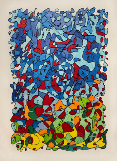 Painting titled "Many paths - blue A…" by Humberto Cesar Pornaro, Original Artwork, Acrylic