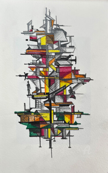 Ζωγραφική με τίτλο "Abstraction 3" από Humberto Cesar Pornaro, Αυθεντικά έργα τέχνης, Ακουαρέλα