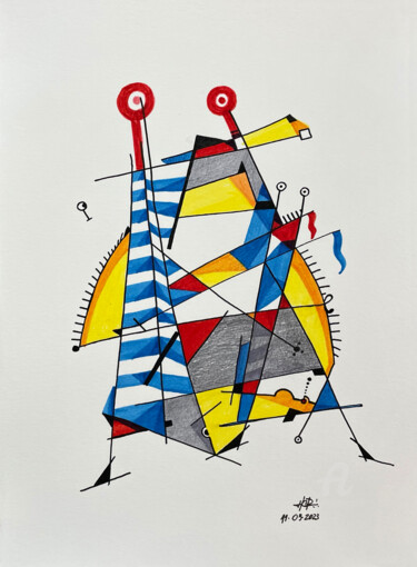 Schilderij getiteld "Abstraction 9" door Humberto Cesar Pornaro, Origineel Kunstwerk, Aquarel