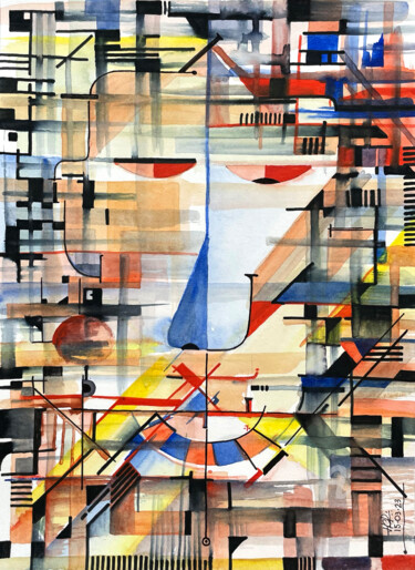 Painting titled "Abstraction 11" by Humberto Cesar Pornaro, Original Artwork, Watercolor