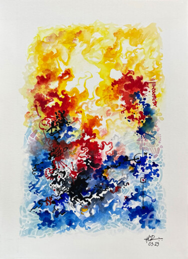 Pittura intitolato "Abstraction 16" da Humberto Cesar Pornaro, Opera d'arte originale, Acquarello