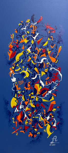 Ζωγραφική με τίτλο "Fragments" από Humberto Cesar Pornaro, Αυθεντικά έργα τέχνης, Ακρυλικό Τοποθετήθηκε στο Ξύλινο φορείο σκ…